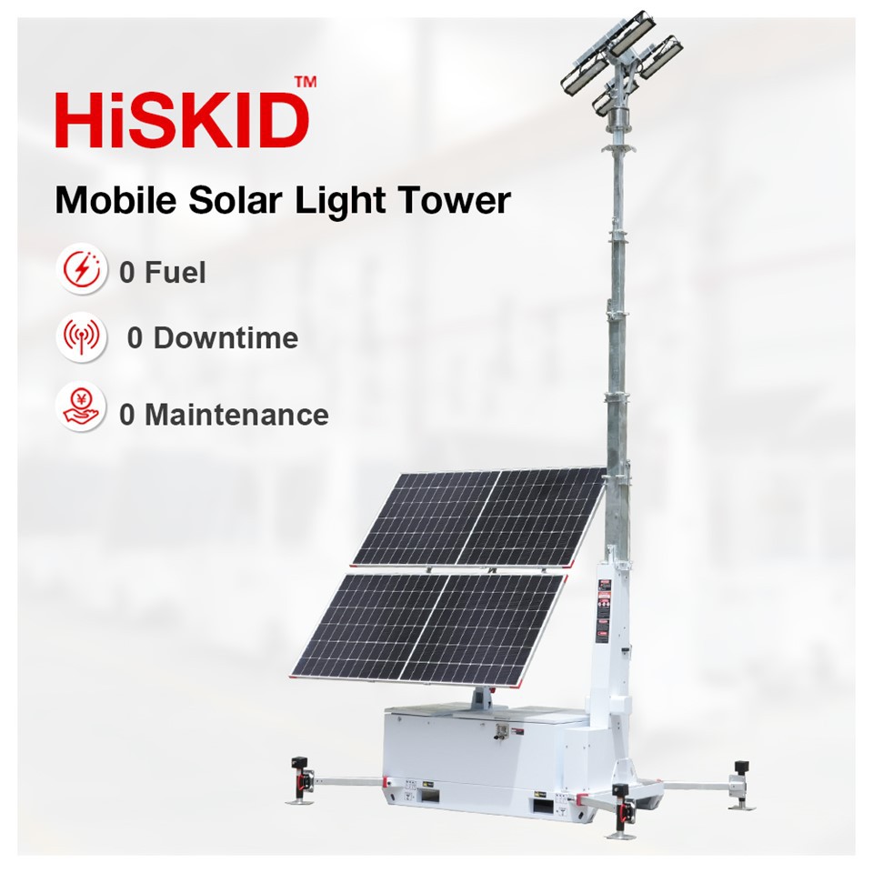Преносима слънчева кула HiSKID Off-Grid за отдалечени обекти и временно осветление