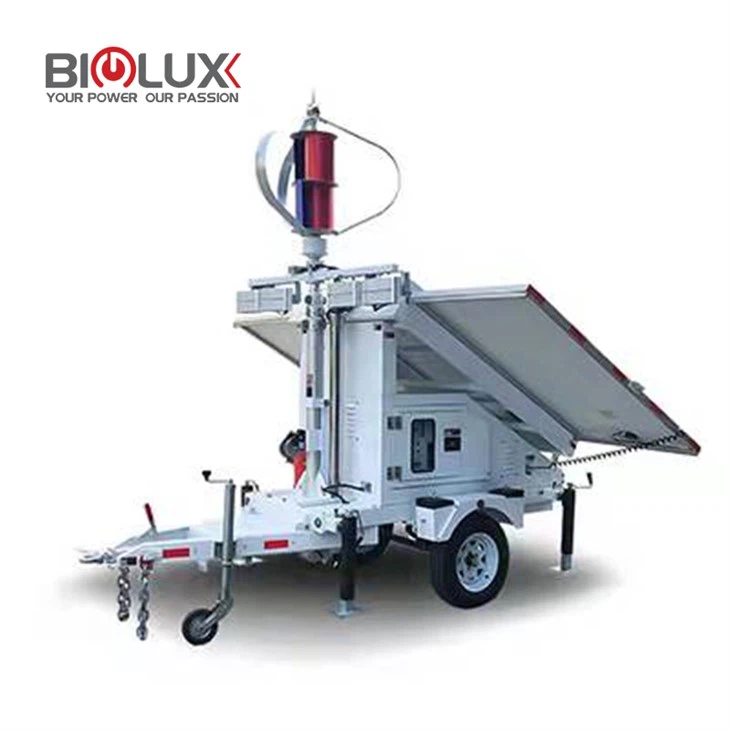 Мобилно слънчево ремарке с вятърна турбина