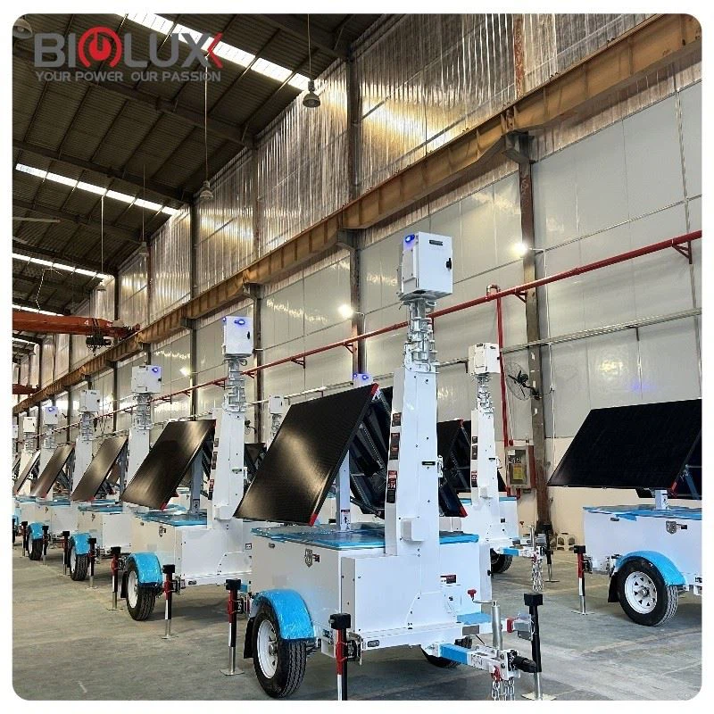 Rotatable Mobile Solar CCTV Surveillance Trailer